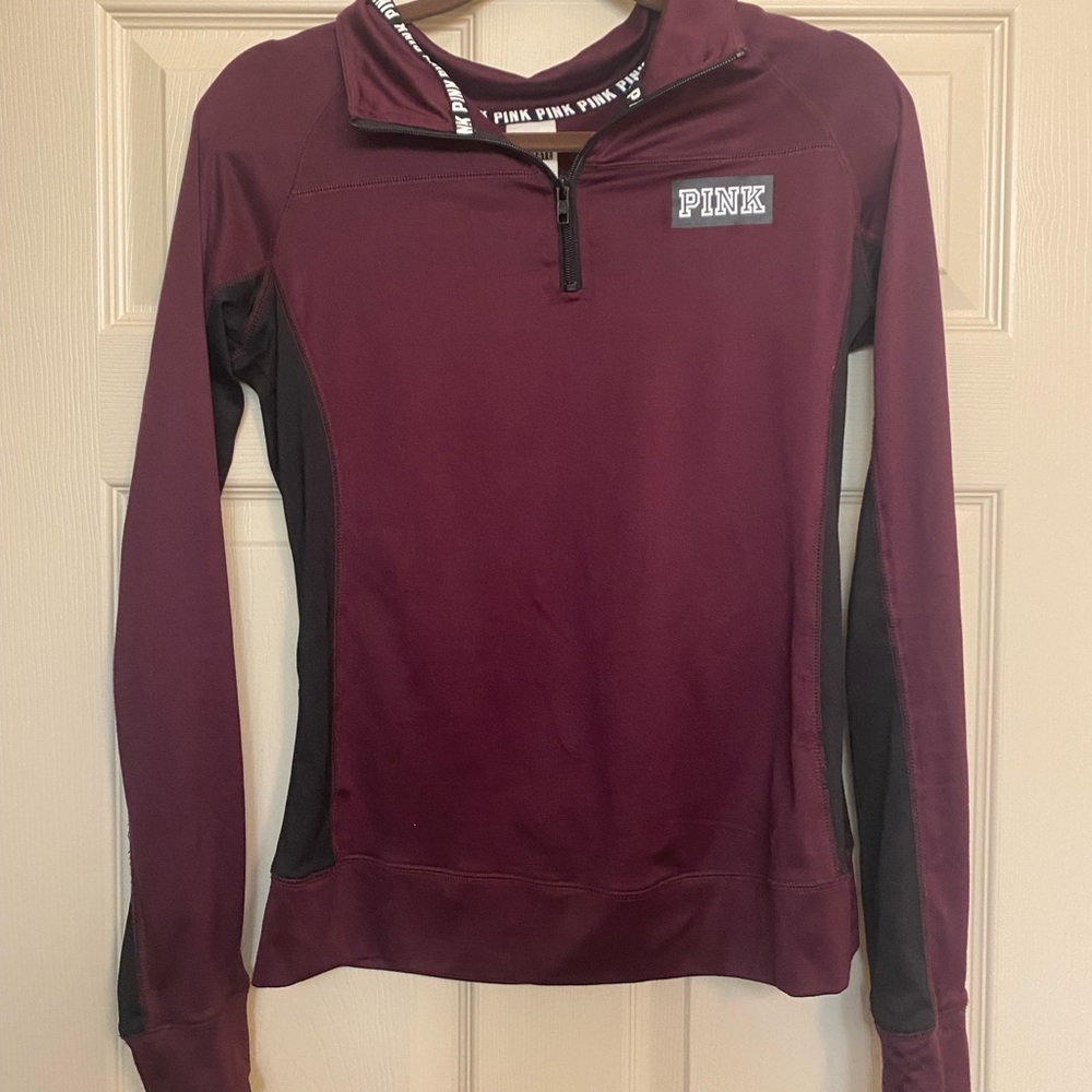 PINK maroon quarter zip size small